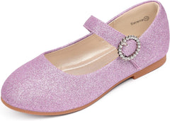 PANDANINJIA Sarena Girls Dress Shoes Rhinestone Flower Girl Ballerina Ballet Flats Mary Jane Wedding Party School Shoes for Toddler Little Kid Big Kid