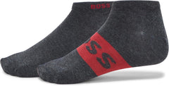 BOSS 2-Pack Solid Logo Cotton Ankle Socks, shadow grey, 7-13