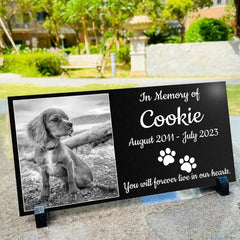 Pet Memorial Stones, Pet Headstones for Dogs Personalized,Dogs Headstones, Cat Tombstone Outdoor,Black Granite Memorial Garden Stone Customized Gravestone Markers