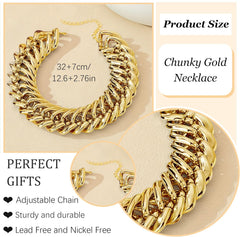 Chunky Gold Chain Necklace for Women Statement Jewelry Punk Choker Streetwear Accessories