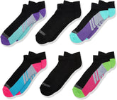 Fruit of the Loom Girls Everyday Active Cushioned No Show - 6 Pair Pack Socks, Black Assorted, 4-10 US