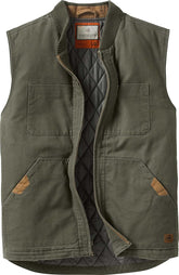 Legendary Whitetails Men's Quilted Canvas Vest Zip Up Heavy Duty Water-Repellent Finish