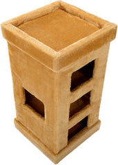 Mool Deluxe Rectangular Fun Cat Scratching Tree/Post Hideaway with Viewing Platform/Bed, 74 cm, Golden Sand