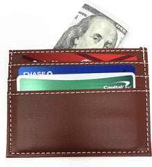 New Mens & Womens Slim Leather Wallet ID Card Holder Open Money Pocket (3" X 4") (Brown)