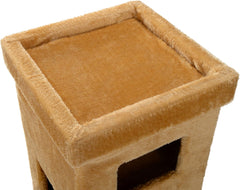 Mool Deluxe Rectangular Fun Cat Scratching Tree/Post Hideaway with Viewing Platform/Bed, 74 cm, Golden Sand