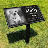 ILoveU Personalized Pet Memorial Stones, Memorial Plaque for Pets, Dog, Cat, Black Granite Memorial Garden Stone Engraved with Photo, Dog Memorial Grave Markers Pet Memorial