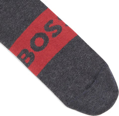 BOSS 2-Pack Solid Logo Cotton Ankle Socks, shadow grey, 7-13