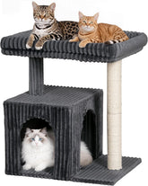 Cat Tree for Large Cat, 22.8in Cat Tower with Scratching Post, 20.9 * 15.7in Perch Bed for Adult Cats, Cat Condo with 2 Caves for Indoor Cats, Dark Gray