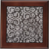 3dRose ft_151435_1 Grunge Dark Gray Damask Silver Grey Faded Antique Vintage Swirls Wallpaper Fancy Swirling Pattern Framed Tile, 8 by 8-Inch