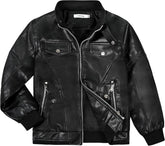 Volunboy Boys Leather Jacket Kids Fall Motorcycle Faux Pu Coats Spring Outerwear