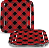 Fun Express Buffalo Plaid Square Paper Dinner Plates - Stylish Party Supplies, Perfect for Holidays and Gatherings, Durable and Decorative - 8 Pieces