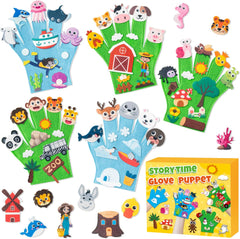 WATINC Animals Felt Story Finger Puppets - 5Pcs DTY Animal Storytelling Hand Puppet Felt Education Gift, Farm Insect Zoo Ocean Polar Animal Storytime Early Learning Role Play for Kids