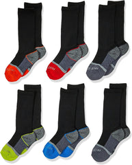 Fruit of the Loom Boy's Little 6 Pair Pack Cushion Socks, Black assort Half Black, 9-2.5