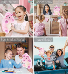 DolliBu Unicorn Plush Hand Puppet for Kids - Soft Plush Stuffed Animal Hand Puppet Toy for Puppet Show Games Puppet Theaters for Kids, Adult Cute Puppets Educational Toy to Teach Children & Toddlers