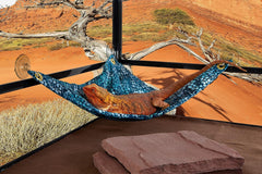 Hammock for Bearded Dragons, Blue Scales Fabric with Suction Cup Hooks