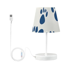 Table Lamps 3 Ways Dimmable White and Blue Paw Nice with Fabric Lampshade USB Ports Wood Base LED Bulb for Bedroom and Living Room