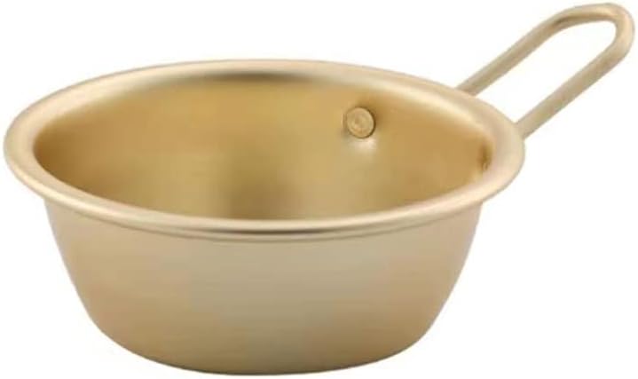 Aluminum Bowl Korean Yellow Bowl with Handle Traditional Drinking Rice Wine for Home Kitchen Cooking Food Plate Dish