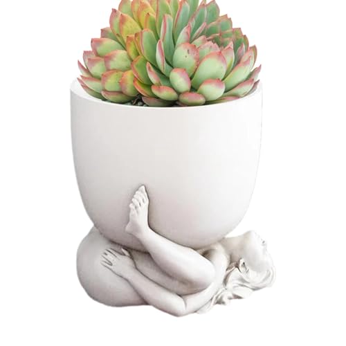 Sculpture Planter - Artistic Body Plants Vase, Stylish Torso Flower Pot | Handmade Face Statue Planter Elegant Bust Head Pot, Decorative Female Form Planter For Desktops Indoors Outdoor Gardens Accent