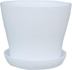 Resin PP Plant Flower Pot Open Waist Shape Flower Pot Planter Home Office Decoration Nursery Garden(12.510.59cm,White) - (Color: White, Sheet Size: Small)