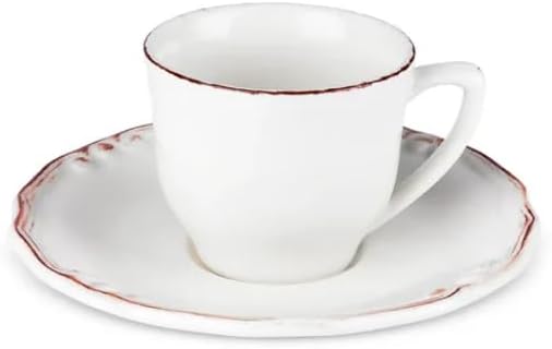 KARACA Elizabeth Turkish Tea Cup Set for 1 Person - 2 Piece Tea Cup and Saucer Set - Ceramic Tea Mug Set - Small Teacup Gift for Women - Ideal for Serving Hot Drinks (180ml)