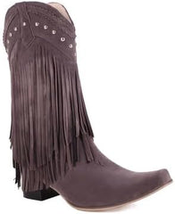 Fringe Cowboy Boots for Women Mid Calf Western Boots Embroidery Cowgirl Pull-On Pointy Toe & Wide - Neutral Causal Comfortable Walking Lightweight Running Standing All Day Trending Fashion Plus Size
