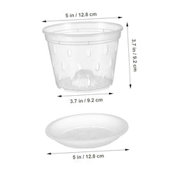 Garneck 5Sets Clear Pots with Drainage Holes Transparent Planters for Indoor and Outdoor Use Lightweight Flower Pots with Base for Healthy Plant Growth