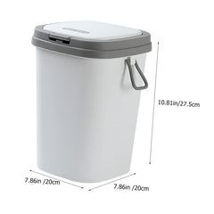 Nordic Style Press Type Trash Can with Lid Plastic Waste Bin for Bathroom Kitchen and Living Room Compact Household Garbage Container