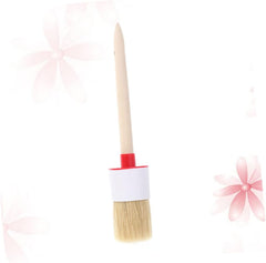 Mipcase 1Pc Wooden Handle Round Bristle Brush for BBQ Oil Painting and Crafting Versatile Brush for Grease and Watercolor Painting Ergonomic Design Reduces Fatigue