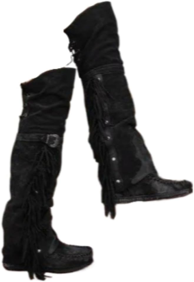 Cowboy Boots for Women Over the Knee Western Boots Embroidery Cowgirl Pull-On Pointy Toe & Wide Trending Fashion - Plus Size Retro Comfortable Walking Lightweight Running Standing All Day