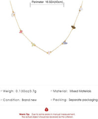 1PC Colorful Irregular Stone Necklace, Natural Raw Crystal Pendant Necklace for Women, Bohemian Beaded Chain Necklaces, Handmade Statement Neck Jewelry (Multicolor)