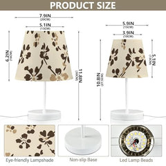 Table Lamps 3 Ways Dimmable Brown and Tan with Fabric Lampshade USB Ports Wood Base LED Bulb for Bedroom and Living Room