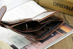 Vintage Leather Hasp Small Wallet Coin Pocket Purse Card Holder Men Wallets Money Cartera Hombre Bag Male Clutch (Brown)