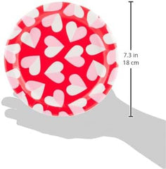 Unique Industries Charming Hearts Disposable Round Dessert Paper Plates - 7" (8 Ct) | Perfect for Romantic Events & Celebrations, Red, White, Purple