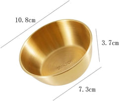 lasenersm 2 Pieces Wine Bowl Stainless Steel Rice Wine Bowl Round Rice Wine Cup Sauce Dish Condiment Dipping Bowl Seasoning Bowl Drink Bowl Sauce Bowl Snack Bowl Food Container(Golden, 10.8cm)