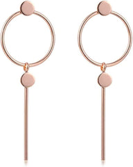 Simple Geometric Earrings Hoop Earbob Full Circle Long Bar Pendant Jewelry Gold Color Fashion Processed