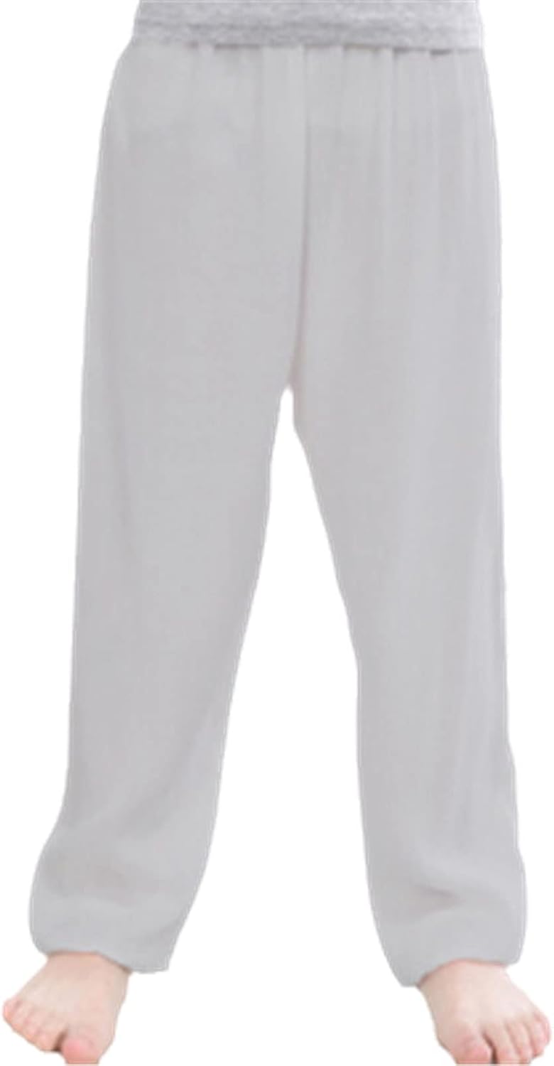 Summer Boys and Girls Cotton Pants Children's Baby Loose Silk Trousers Gray