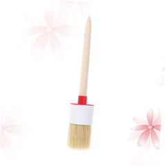 1pc Oil Painting Brush BBQ Brush Round Bristle Stiff Bristle Wooden Handle for Sauce and Cooking
