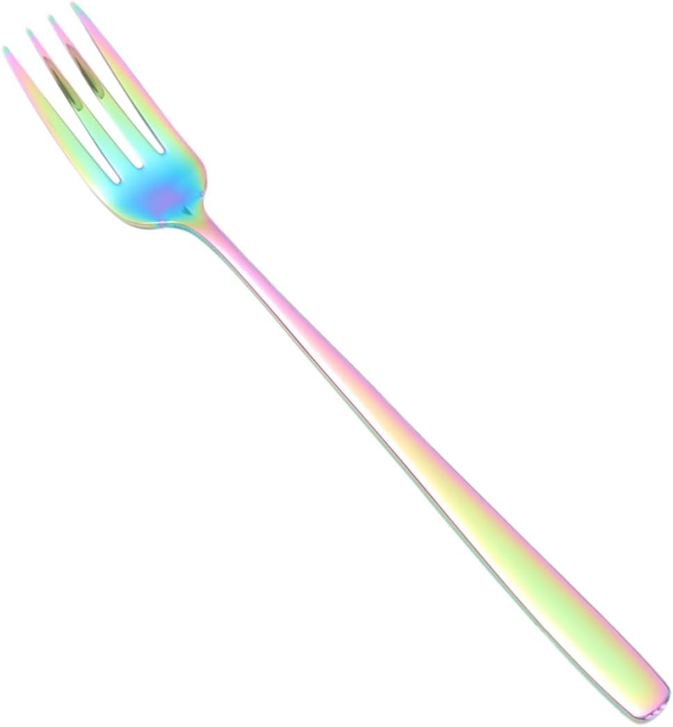 PRETYZOOM Colorful Stainless Steel Dinner Forks 1-Piece Western Food Serving Fork for Home Kitchen Multi-Purpose Tableware Dishwasher Safe for Parties and Special Occasions