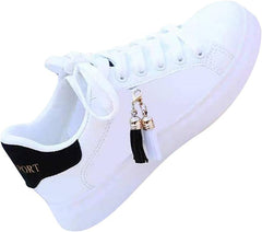 Hbeylia Leather Fashion Sneakers For Women Casual Lace Up Low Top Play Sneakers Platform Wedge Slip On Loafers Canvas Shoes Anti Slip Walking Running Shoes For Girls Work Nurse Outdoor Sports