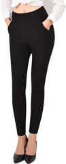 Ginasy Dress Pants for Women Business Casual Stretch Pull On Work Office Dressy Leggings Skinny Trousers with Pockets