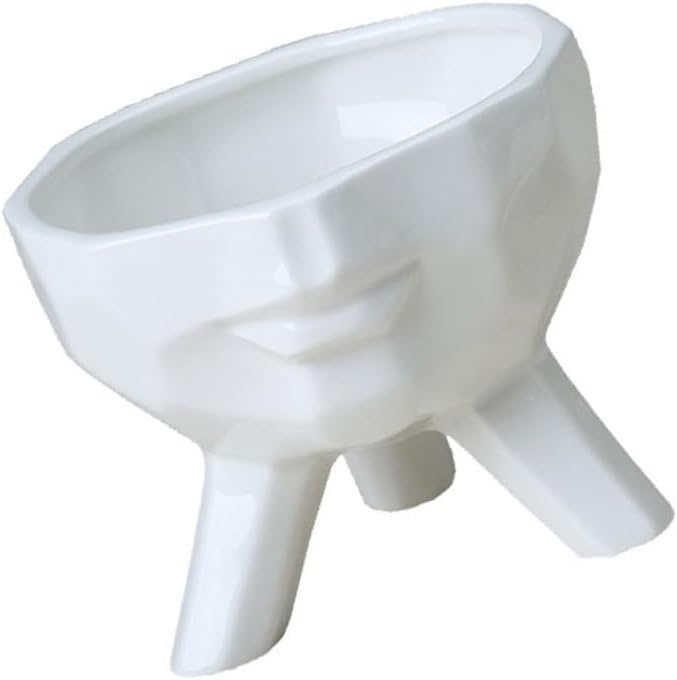 BESPORTBLE Creative Half Face Ceramic Pot Large White Planter Three Feet for Desktop Decoration and Plant Display for Ornamentation