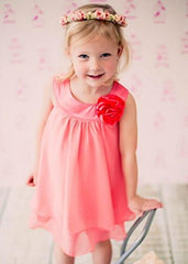 Double Layer Chiffon Big Girls’ Flower Girls Dresses Lovely Wedding Coral