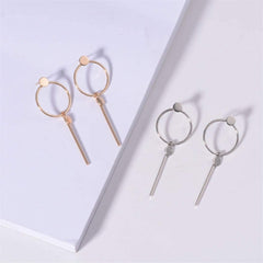 Simple Geometric Earrings Hoop Earbob Full Circle Long Bar Pendant Jewelry Gold Color Fashion Processed