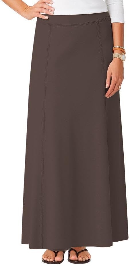 Baby'O Women's Stretch Cotton Knit Panel Maxi A-Line Skirt