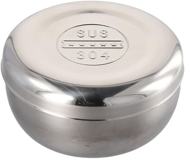 Stainless Steel Rice Bowl Convenient Serving Bowl with Cover Practical Metal Food Container with Lid Cooking Supplies, 8.5*4CM