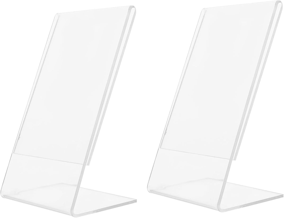 Ciieeo 2Pcs Acrylic Photo Frame Display Stand Transparent Desktop Picture Racks for Horizontal Display for Home and Office Protects and Showcases Your Cherished Memories