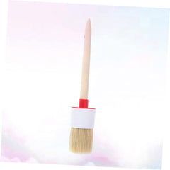 1 Pc Round Bristle Brush with Wooden Handle Ergonomic Design for for Oil and Chalk Painting Versatile for All Hand