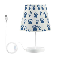 Table Lamps 3 Ways Dimmable White and Blue Paw Nice with Fabric Lampshade USB Ports Wood Base LED Bulb for Bedroom and Living Room