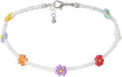 Flowers Beaded Necklace Chic Summer Bohemia Choker Short Vacation Jewelry Gift Beaded Choker for Women(#8)