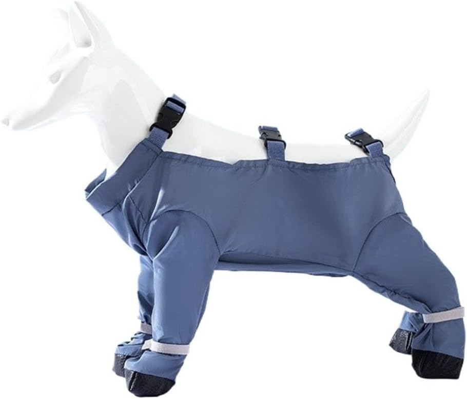 Waterproof Dog Boots Rain Boots with Suspender, Dog Shoes Paw Protector for Small Medium Puppy, Anti-Dirt Pet Legging Boots, Anti-Slip Doggy Boots Belly Protector, for Walk Hike Rain Snow (S Grey)